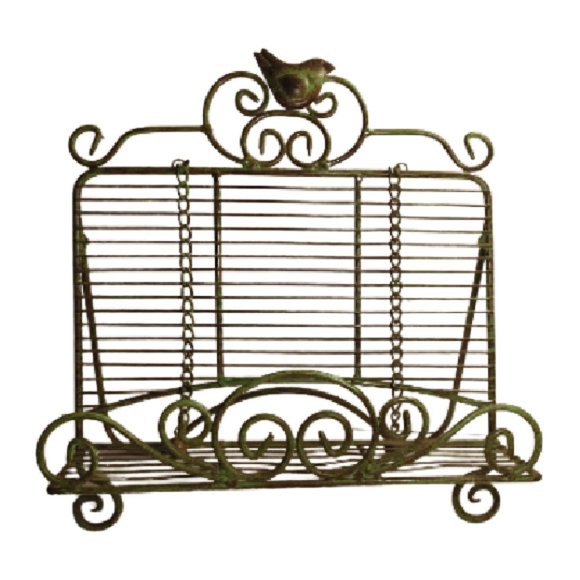 Decorative Metal Cookbook Holder With Bird Finial - Picture 1 of 4